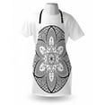 thumbnail image 3 of Ethnic Apron Mandala Ethnic Tribal Design Leaves Flowers Ivy Swirls Dots Artwork Image Print, Unisex Kitchen Bib Apron with Adjustable Neck for Cooking Baking Gardening, Black and White, by Ambesonne, 3 of 3