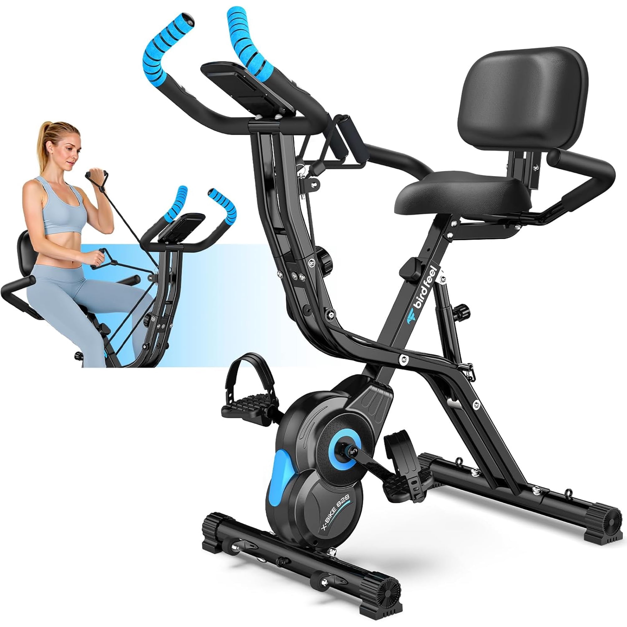 LNOW 4-in-1 Indoor Cycling Bike Magnetic Stationary Recumbent Exercise Bikes with Seat Adjusatble for Home Cardio Workout 320lb