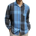 thumbnail image 2 of BiZtdJrK Men's Button Down Long Sleeve Dress Shirt Big and Tall Western Plaid Shirts Casual Lightweight Work T-Shirts with Pocket, Multicolor, XXXXXL, 2 of 5