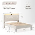 thumbnail image 6 of ANYKOON Twin Bed Frame with Upholstered Headboard & Charging Ports, Heavy Duty Metal Frame, 800 lbs Support, Easy Setup, 6 of 7