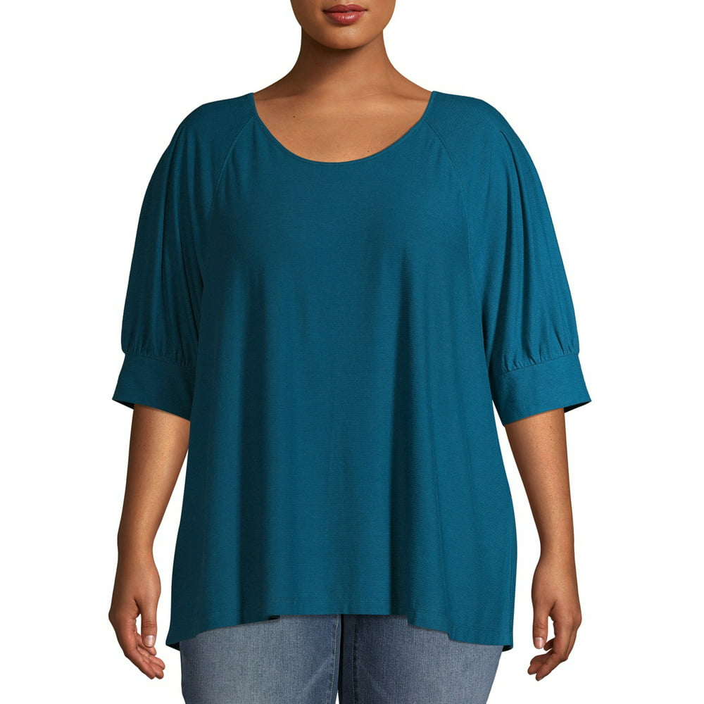 Time and Tru - Time and Tru Women's Plus Size Pleated Back Top ...
