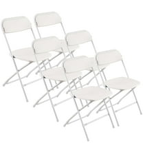VEVOR 6 Pack Folding Chairs, Foldable Plastic Chairs with Heavy Duty Metal Frame, Portable Folding Card Table Chairs, Stackable Indoor Outdoor Seats for Home, Yard, Garden, Parties, Events, White