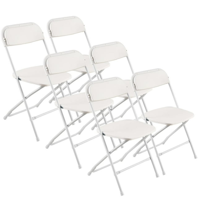 VEVOR 6 Pack Folding Chairs Portable Plastic Chairs with Heavy Duty Metal Frame