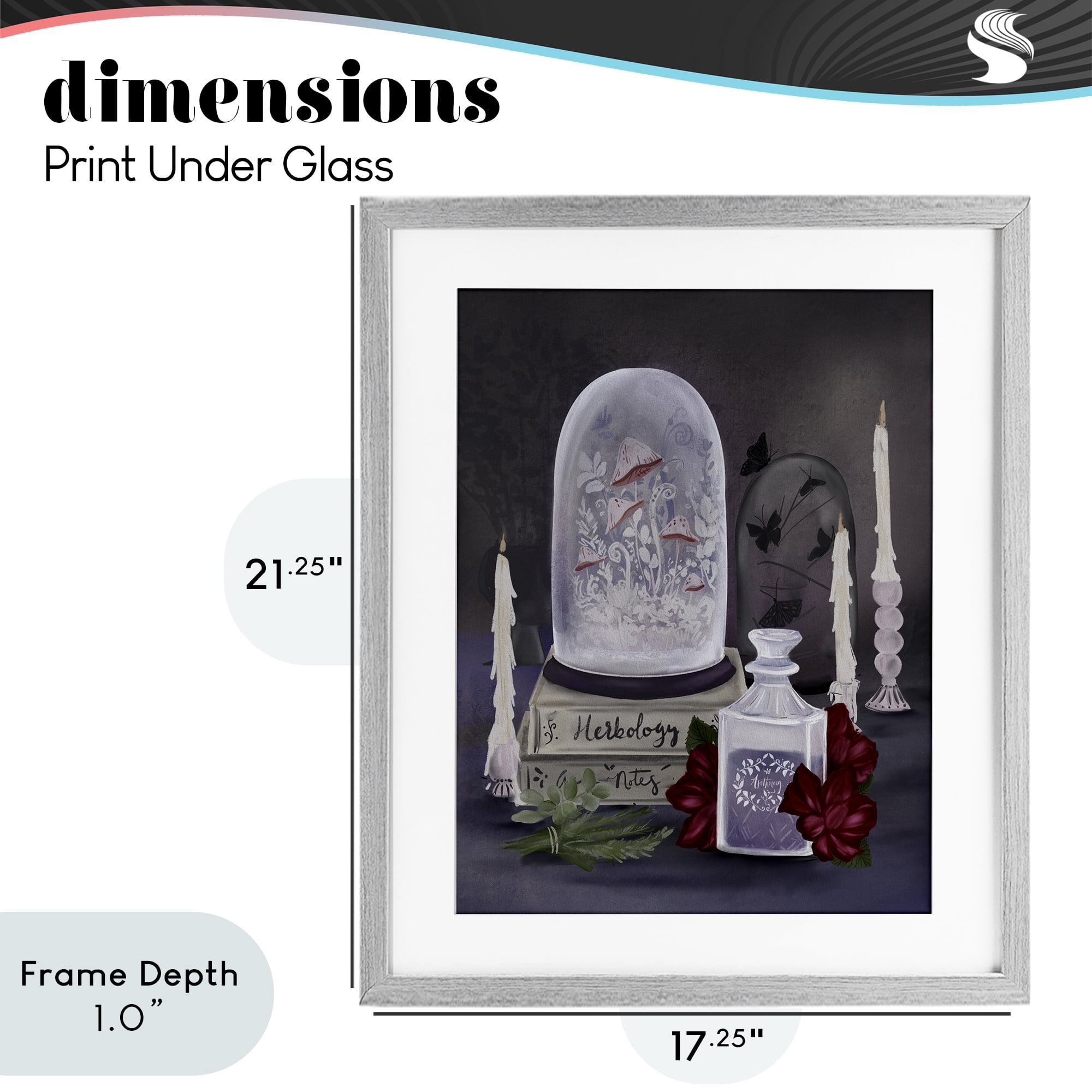 Stupell Industries Spooky Apothecary Vibes Gray Framed Print Under Glass, design by Adreane Fippinger