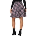 thumbnail image 4 of INSPIRE CHIC Women's Skirt Elastic Waist Knee Length Worsted A Line Skirt L Purple Black, 4 of 6