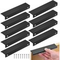 thumbnail image 1 of Tirador de cocina negro, 10 tiradores invisibles para muebles de 160 mm, tirador de puerta de cocina de aluminio, tirador negro para muebles de oficina, cajones, armarios (paso 160 mm/largo 200 mm), 1 of 5