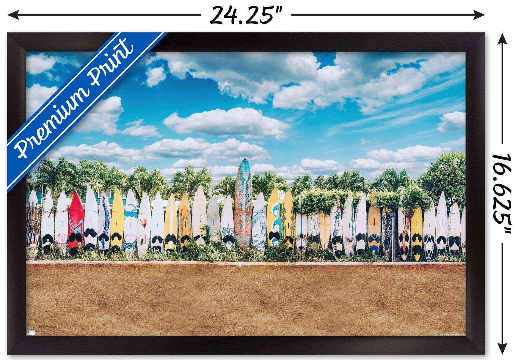 Surfboards in Maui, Hawaii Wall Poster, 14.725" x 22.375", Framed