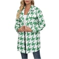 thumbnail image 2 of Puntoco, top de solapa para mujer, manga larga, patrón de mil pájaros, abrigo de lana estampado, abrigo/chaqueta informal de manga larga sin capucha Puntoco Puntoco-1396, 2 of 7