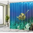 thumbnail image 4 of Ambesonne Undersea Shower Curtain, Swimming Turtle Corals, 69"Wx70"L, Sea Blue and Teal, 4 of 4