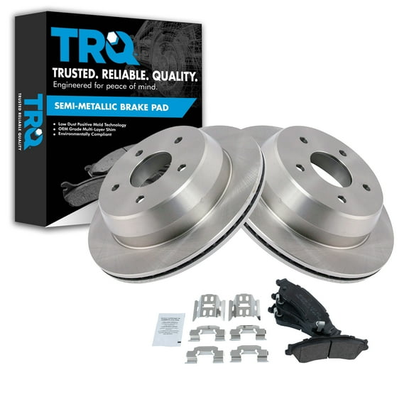 TRQ Rear Brake Pad & Rotor Kit Brake Pads Brake Rotor Semi-Metallic Fits Select 1998-2005 Chevrolet Blazer 1998-2001 GMC Jimmy