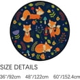 thumbnail image 3 of FREEAM Kids Round Nursery Area Rug Cute Foxes Wild Floral 4 Ft Non Skid for Children's Bedroom Playing Room, 3 of 6