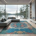 thumbnail image 2 of ODIKA 8'x10' Washable Area Rug Non-Shedding, Easy Care, Coral Center Map Ocean Compass Border Vintage Turtle Nautical Reef Playful for King Size Bedroom Under Bed, Master Suite, 2 of 7