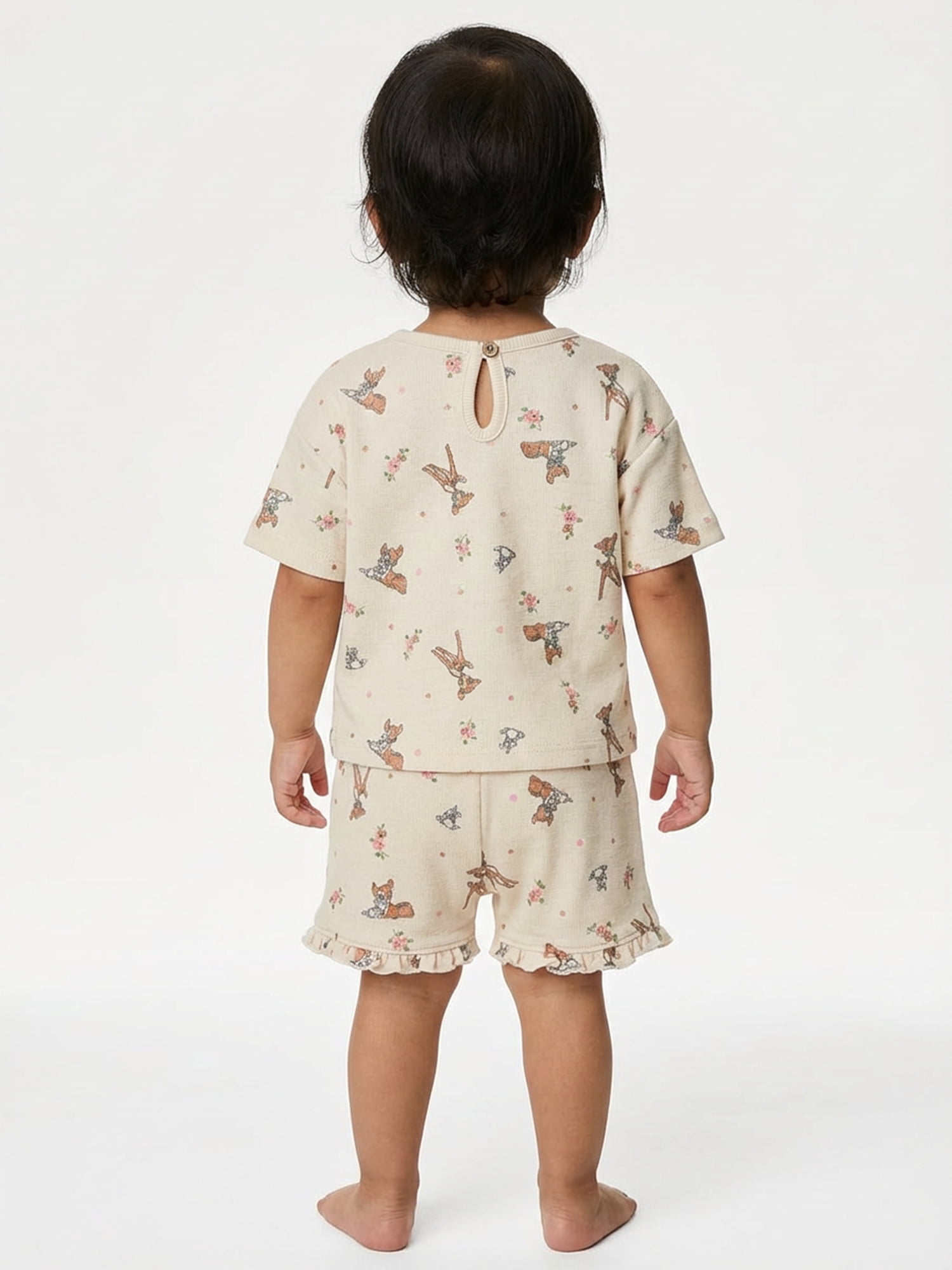 Bambi Baby Girls Faun Friends Textured Knit Top and Ruffle Shorts Set, 2-Piece, Sizes 0M-24M
