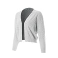 thumbnail image 1 of MixMatchy Women's Basic Solid Patterened Texture Lightweight Soft Open Front Cropped Cardigan, 1 of 5