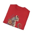 thumbnail image 5 of Floral Cat, Gildan Unisex Softstyle T-Shirt, Moon Cat Graphic Tee, S-3XL, 5 of 5