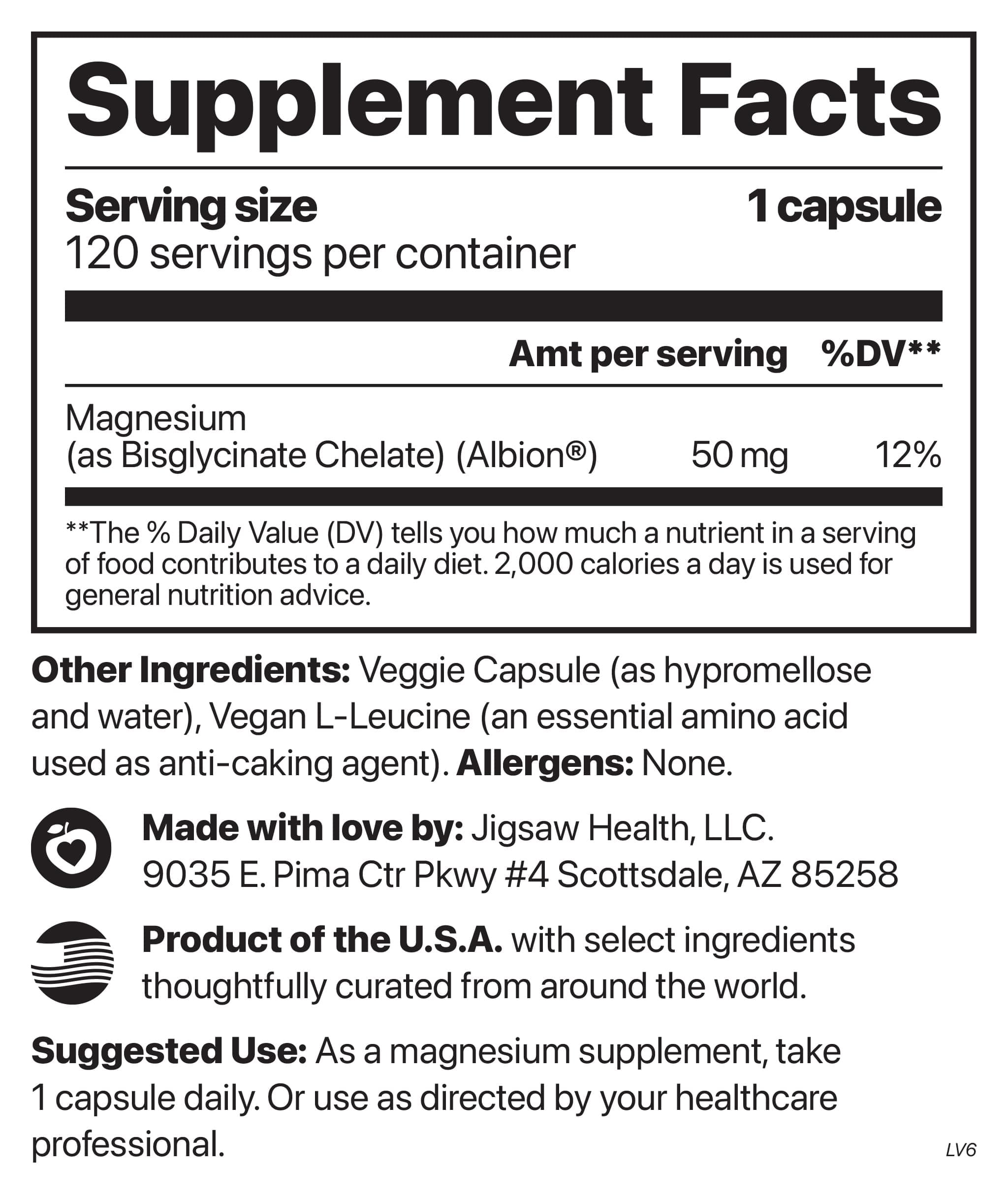 Jigsaw Health MagPure Glycinate, 120 Capsules