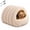 Beige, variant on Corduroy Yorkie Cave Bed with Adjustable Front Flap, Cozy Plush Indoor Dog Cave Bed with Removable Washablr and Cushion, for Small Medium Dog Cats