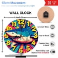 thumbnail image 3 of Shark Wall Clock Art with Colorful Background Design 10-Inch Silent Wooden Wall Clock, Battery Operated (AA Batteries Not Included), Artistic Home Decor, 3 of 7