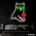 thumbnail image 2 of Craftnamesign Cat Drinking Wine Neon Sign, Cat LED Sign, Cat Wall Art, 2 of 4
