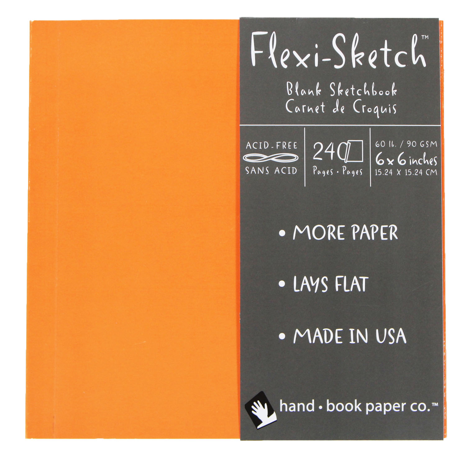 Speedball Flexi-Sketch Sketch Book, 6' x 6' Mandarin, 120/Sheets