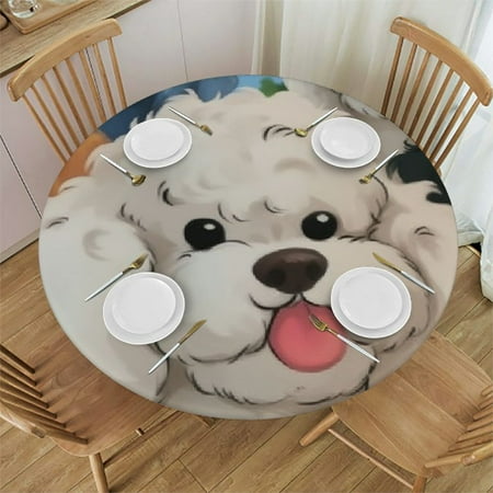 

Patifu Poodles Round Tablecloth 100% Polyester Fiber Stain-Resistant Washable for Indoor Outdoor Restaurant Wedding Party Full Width Single-Sided Printing Table Cloth 42 -46
