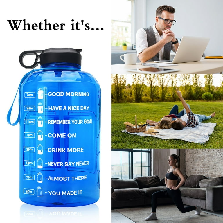 SDJMa Water Bottle With Times To Drink - 3.7L Water Bottle With Straw -  Water Jug - Motivational Water Bottle - Large Water Bottle - Sports Water  Bottle With Time Marker for Gym - Walmart.com