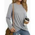 thumbnail image 2 of OALUXE Long Sleeve Shirts for Women Dressy Casual Tunic Tops Crewneck Front Twist Blouses, 2 of 7