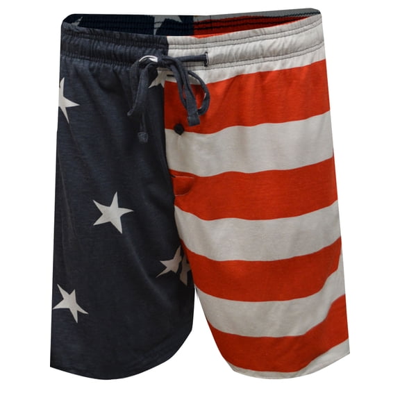 Mad Engine Mens American Flag Guys Pajama Lounge Shorts