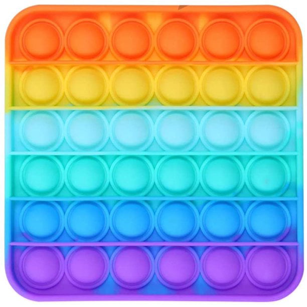 Push Pop Bubble It Sensory Fidget Toy Autism Stress Relief Game Rainbow Square 
