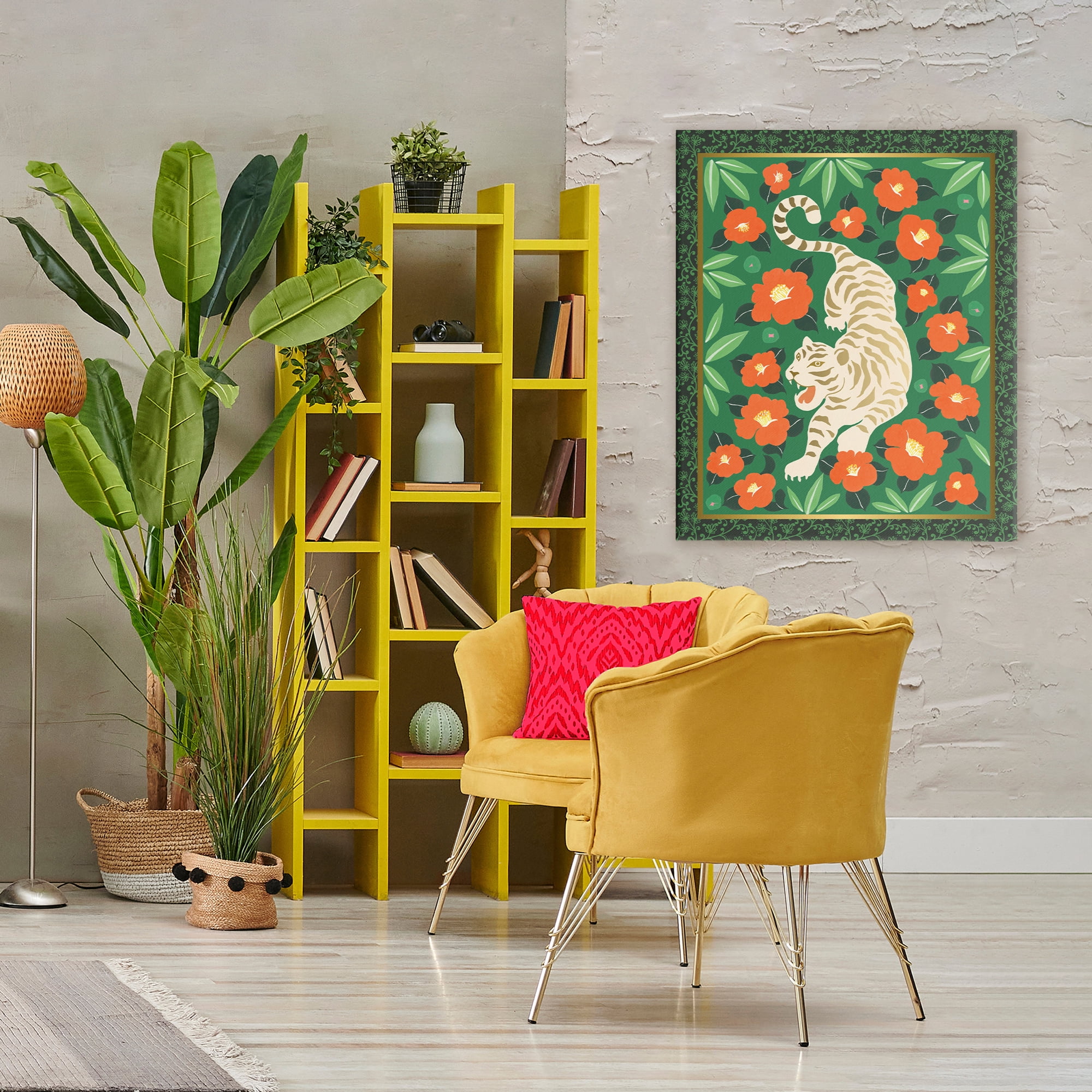 Stupell Industries Eclectic Tiger & Hibiscus Canvas Wall Art, design by Karolina Sato