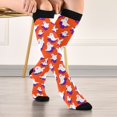 thumbnail image 5 of FORMRS Womens Knee High Socks Casual Long Thick Travel Daily Wear, 1 Pair, Orange Cartoon Ghost Pattern, 5 of 6
