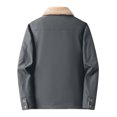 thumbnail image 4 of Herrnalise Men Casual Fashion Solid Turn-down Collar Zipper Padded Thermal Jacket Coat Gray, 4 of 5