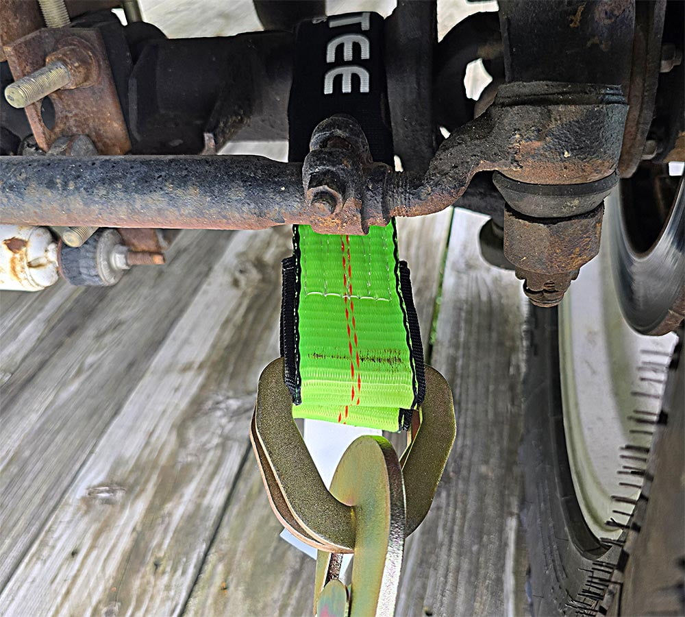 4 Pack 2" x 36" Heavy Duty Green Tie Down Axle Straps with Magnetic D-Ring and 12" Protective Sleeve, 10,000LBS Capacity - for Car Trailer Hauler Tow Truck Wrecker Wheel Tie Down Strap