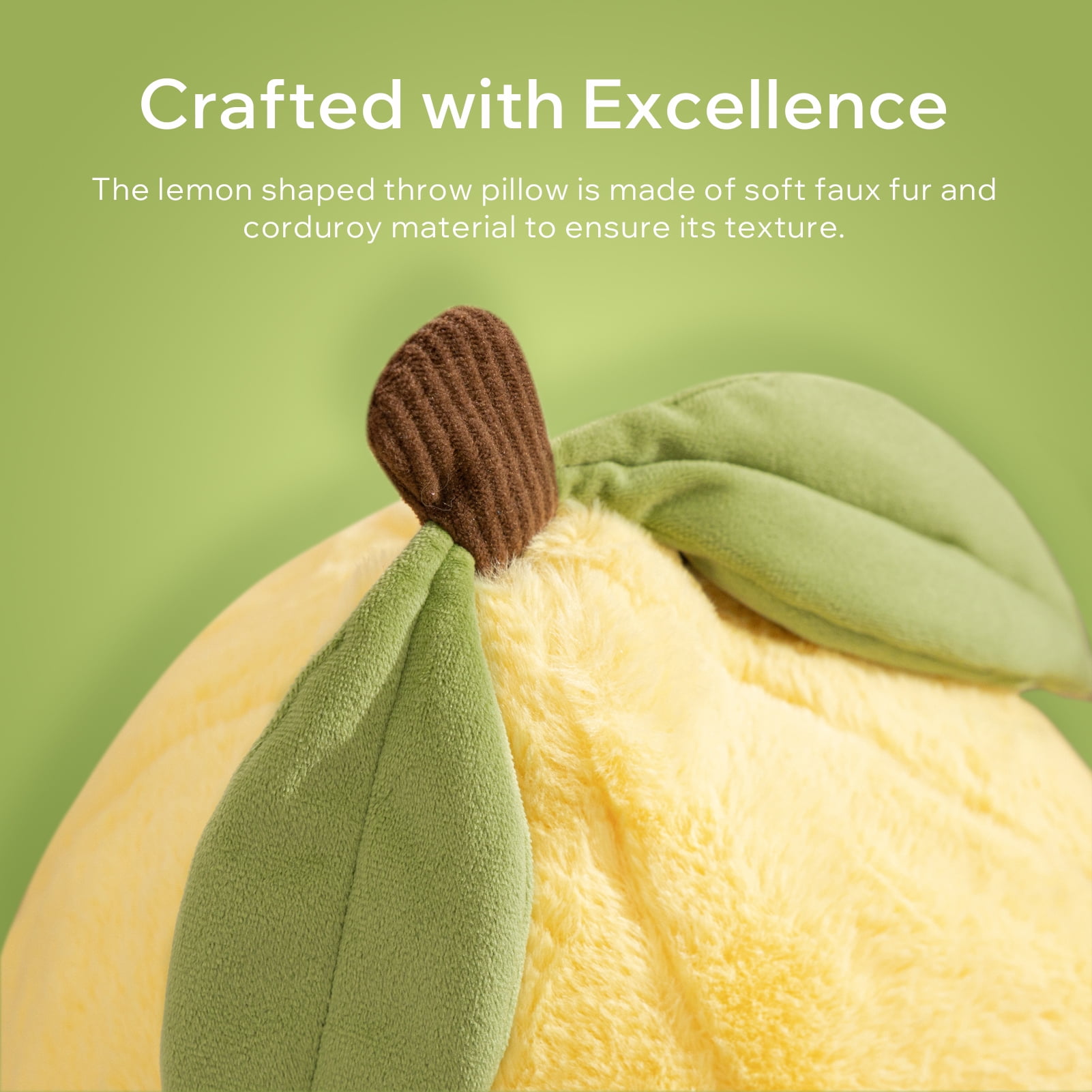Phantoscope Lemon Throw Pillow 11.5 Inch, 3D Fruit Decorative Cushion, Soft Plush Accent Pillow for Kids Room, Couch, Bed