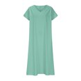 thumbnail image 6 of Meichang Linen Dresses for Women 2025 Casual Flowy V Neck Short Sleeve Maxi Dress Lightweight Summer Beach Vacation Clothes, 6 of 6