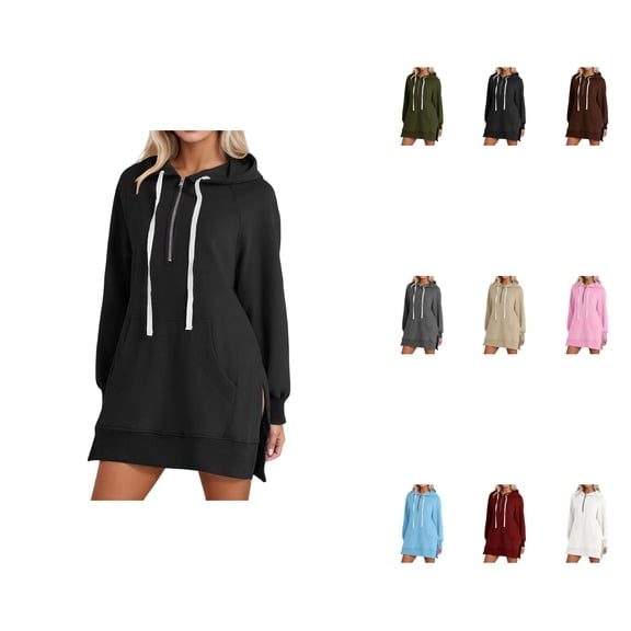 Women's Casual Long Sleeve Hooded Sweatshirt – Solid Color Loose Fit Lightweight Pullover with Pocket for Everyday Fall Winter Wear 2025