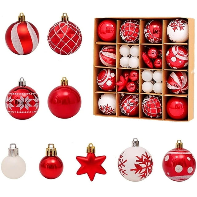 Juego de 42 Pzas de Adornos Navideños, Adornos Navideños para Interiores, Bola de Adornos Navideños