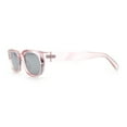 thumbnail image 6 of Womens Narrow Rectangle Silver Mirror Lens Mod Bevel Plastic Sunglasses Pink, 6 of 8