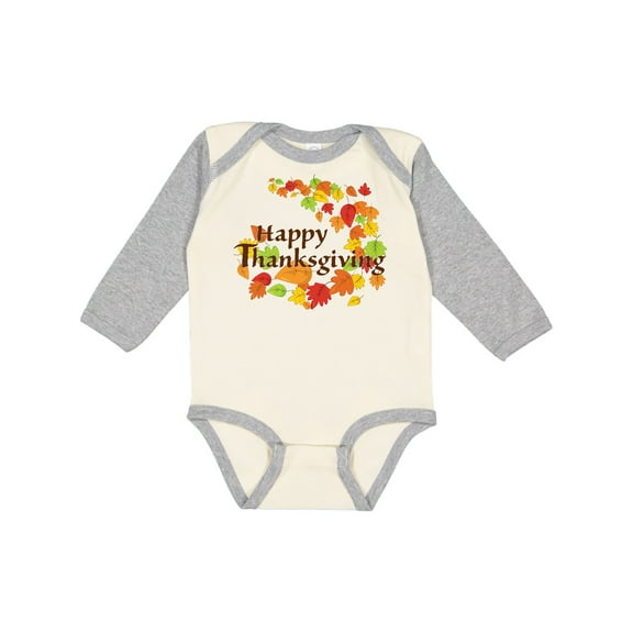 Inktastic Happy Thanksgiving Boys or Girls Long Sleeve Baby Bodysuit