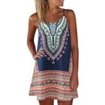 thumbnail image 1 of Leutsin Womens Summer Printing Color Block Sleeveless Mini Sundress Sling Skirt Dress, 1 of 5