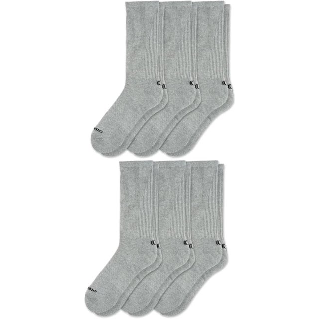 OTECKA Unisex Basic Crew Socks with Moisture-Wicking - Cushion Comfort Crew Socks, Grey- 6 Packs, Small-Medium