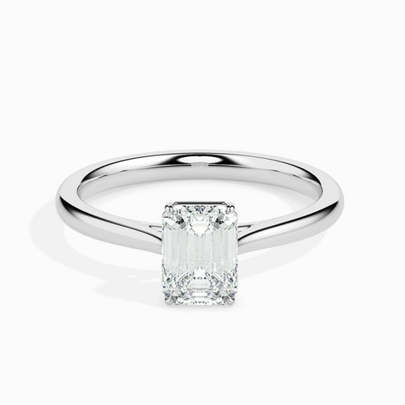 Meryn Jewel 1.67 Ct Emerald Cut Lab Created Diamond Solitaire Engagement Ring - 14K White Gold Plated - Exquisite Wedding Ring for Women - Ideal Gift for Her - Birthday Jewelry - Promise Ring