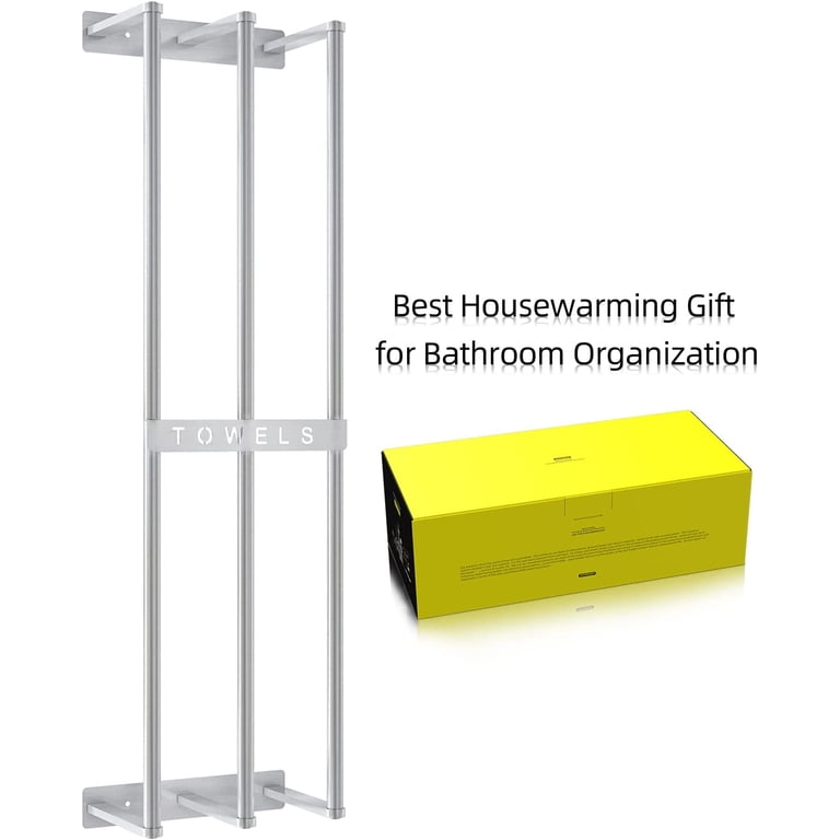 3-in-1 Wall Mounted Towel Rack - Space Saving Holder For Rolled & Hanging Towels, Rust Resistant Metal