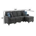 thumbnail image 5 of Rhett 5 Seater Sofa and Ottoman, Padded Seats, 4 Accent Pillows, Dark Gray- Saltoro Sherpi, 5 of 5