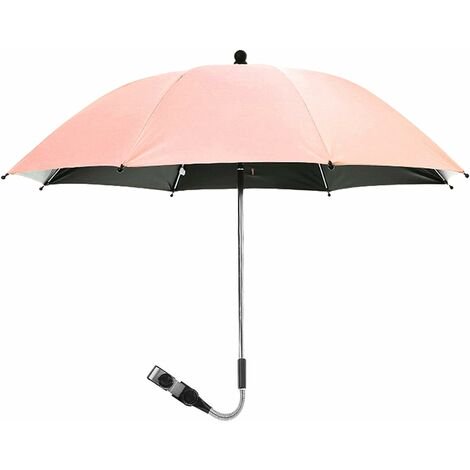 Paraguas giratorio ajustable de 360° impermeable para cochecito (rosa)