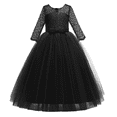 thumbnail image 6 of IBTOM CASTLE Little Big Girls Flower Vintage Floral Lace 3/4 Sleeves Floor Length Dress Wedding Party Evening Formal Pageant Dance Gown 11-12 Years Black, 6 of 8