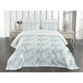 thumbnail image 3 of Ambesonne Teal and White Quilted Bedspread Set 2 Pcs, Grunge Feathers, Twin Size, Teal Dark Blue White, 3 of 5