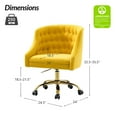 thumbnail image 6 of Modern Desk Task Chair Swivel Rolling Velvet with Gold Legs Makeup Vanity Chair Yellow, 6 of 8
