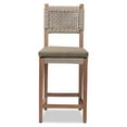 thumbnail image 2 of Baxton Studio Heyna Mid-Century Transitional Grey Woven Rope Mahogany Counter Stool, 2 of 7
