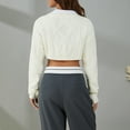 thumbnail image 4 of Haut Court pour Femmes, Pull Tricoté au Crochet, Col Rond, Manches Longues, Ample, Printemps Automne, Mode Urbaine, 4 of 6